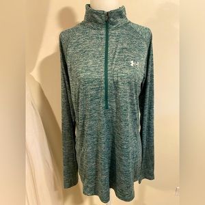 NWT UNDER ARMOUR GREEN & GRAY HEATHER WORKOUT LONG SLEEVE TOP